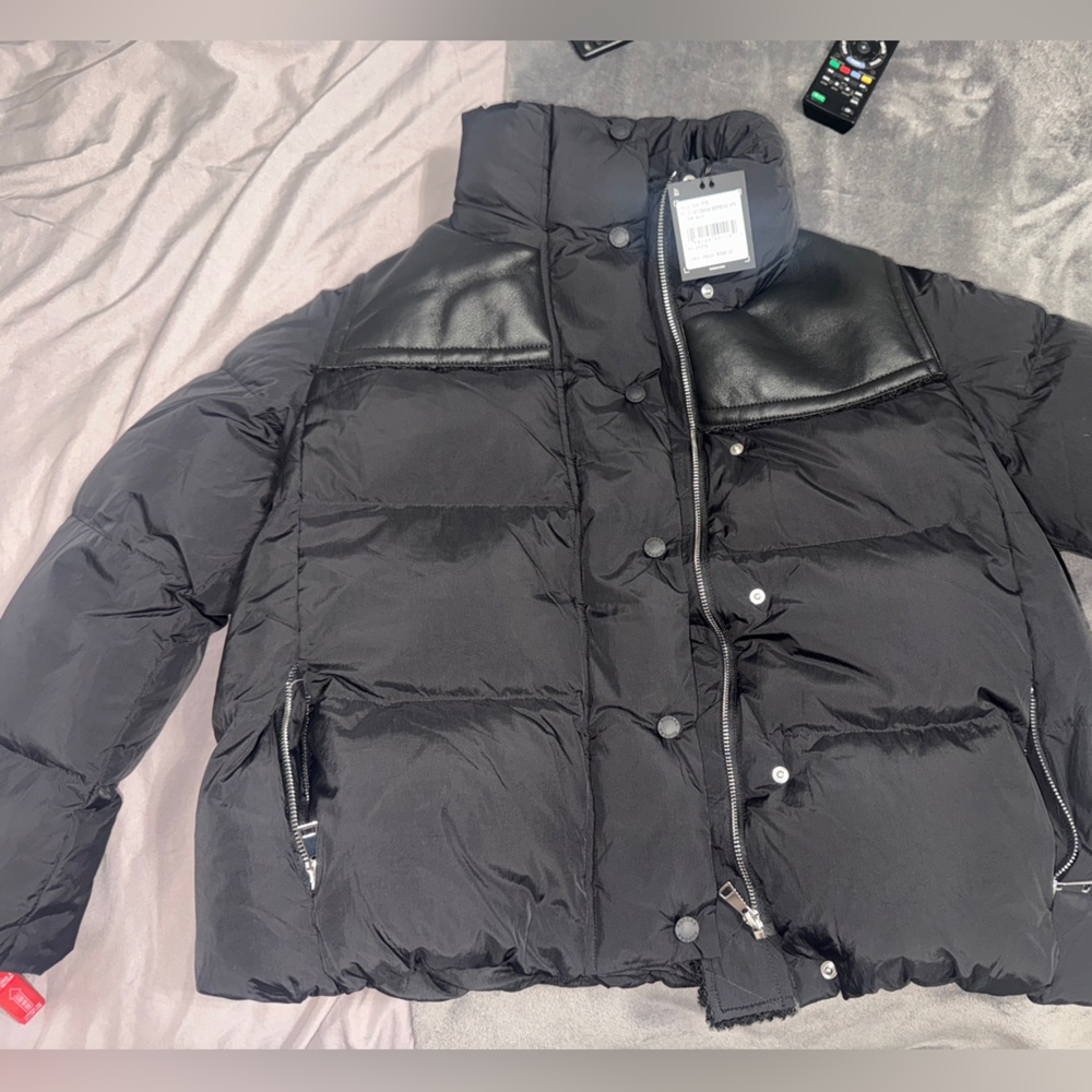 Black Puffer Jacket with Leather Accents RUDSAK BRAND NEW